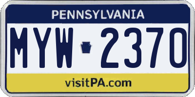 PA license plate MYW2370