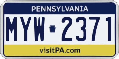 PA license plate MYW2371