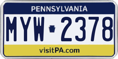 PA license plate MYW2378