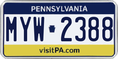 PA license plate MYW2388