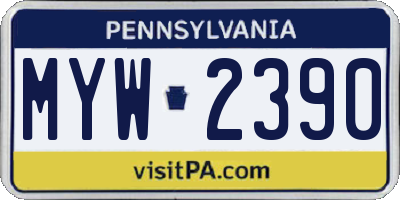 PA license plate MYW2390