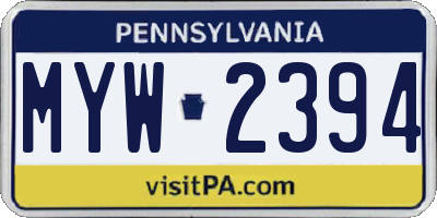 PA license plate MYW2394