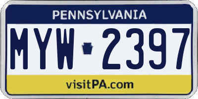 PA license plate MYW2397