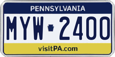 PA license plate MYW2400