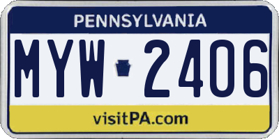 PA license plate MYW2406