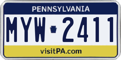 PA license plate MYW2411