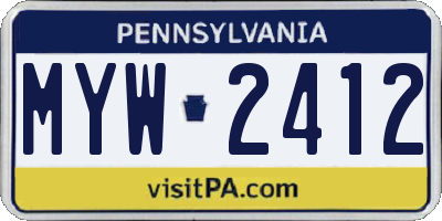 PA license plate MYW2412
