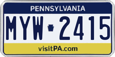 PA license plate MYW2415