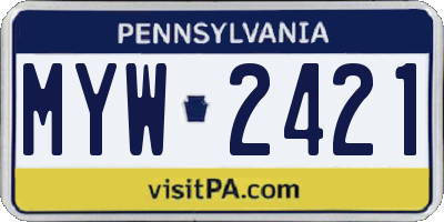 PA license plate MYW2421