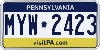 PA license plate MYW2423