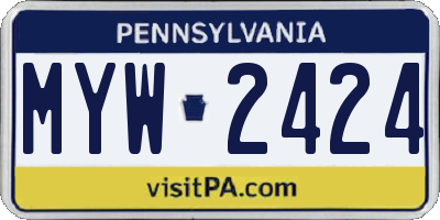 PA license plate MYW2424