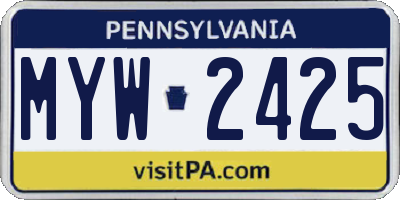 PA license plate MYW2425