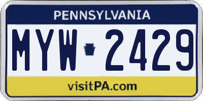 PA license plate MYW2429