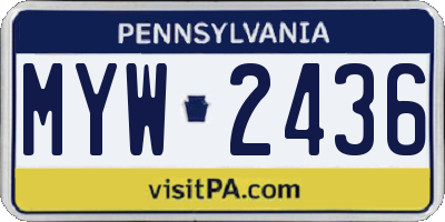PA license plate MYW2436
