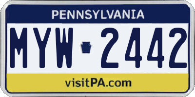 PA license plate MYW2442