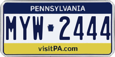 PA license plate MYW2444