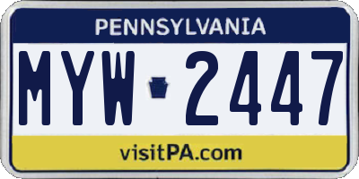 PA license plate MYW2447