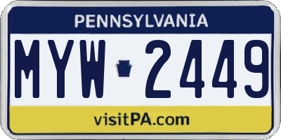 PA license plate MYW2449