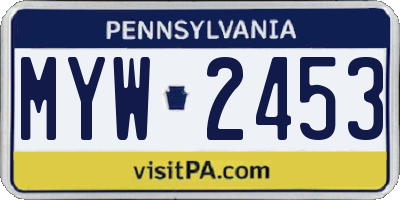 PA license plate MYW2453