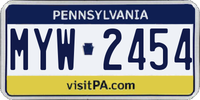 PA license plate MYW2454