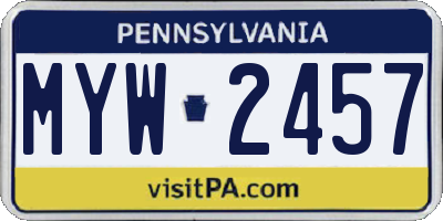 PA license plate MYW2457
