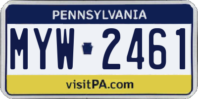 PA license plate MYW2461