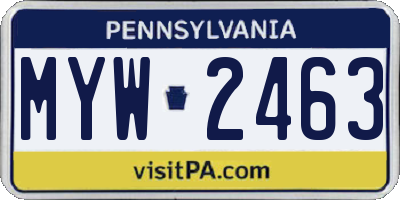 PA license plate MYW2463