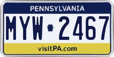 PA license plate MYW2467