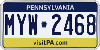 PA license plate MYW2468