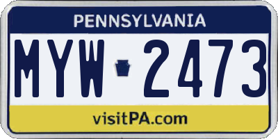 PA license plate MYW2473