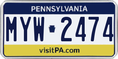 PA license plate MYW2474