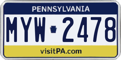 PA license plate MYW2478