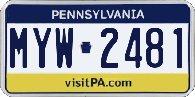 PA license plate MYW2481