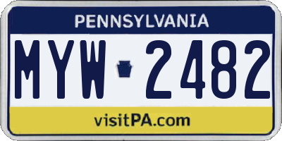 PA license plate MYW2482