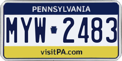 PA license plate MYW2483