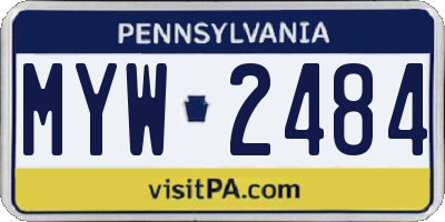 PA license plate MYW2484