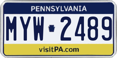 PA license plate MYW2489