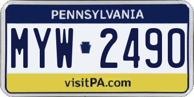 PA license plate MYW2490