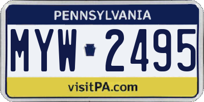 PA license plate MYW2495