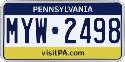 PA license plate MYW2498