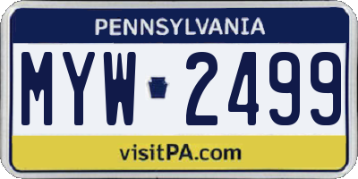 PA license plate MYW2499