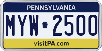 PA license plate MYW2500