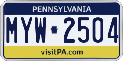 PA license plate MYW2504