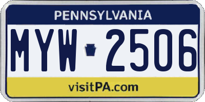 PA license plate MYW2506