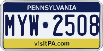 PA license plate MYW2508