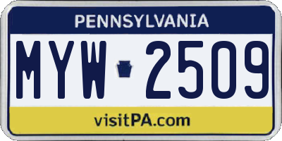 PA license plate MYW2509