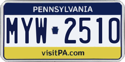 PA license plate MYW2510