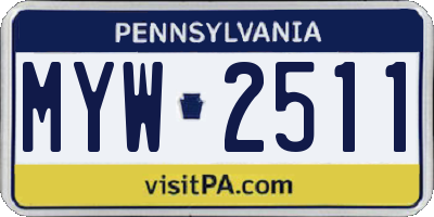 PA license plate MYW2511