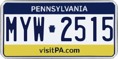 PA license plate MYW2515