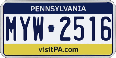 PA license plate MYW2516